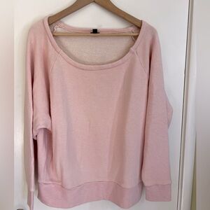 J. Crew Light Pink Wide Neck Off-the-Shoulder Sweatshirt Cotton Size S/M